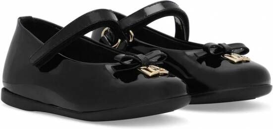 Dolce & Gabbana Kids Lakleren ballerina's met DG-logo Zwart