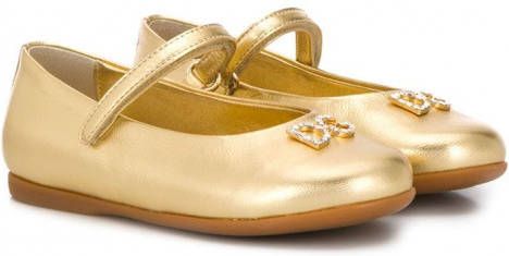 Dolce & Gabbana Kids Ballerina's verfraaid met kristallen Goud