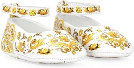 Dolce & Gabbana Kids Majolica leren ballerina's Wit