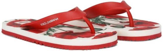 Dolce & Gabbana Kids Teenslippers met logoprint Rood