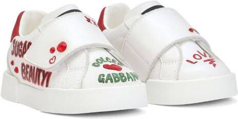 Dolce & Gabbana Kids Portofino sneakers met print Wit