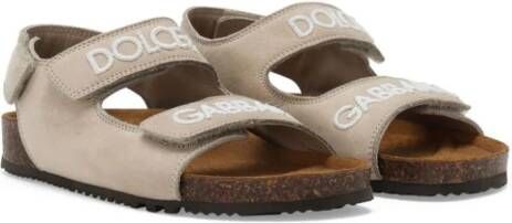 Dolce & Gabbana Kids Sandalen met klittenband Beige