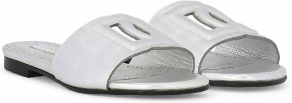 Dolce & Gabbana Kids Leren sandalen met effect Zilver