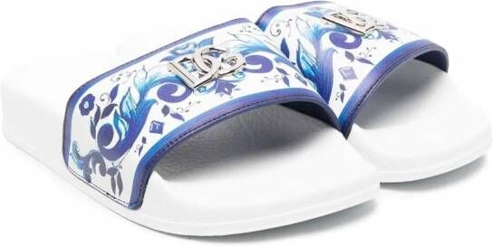 Dolce & Gabbana Kids Slippers met barokprint Wit