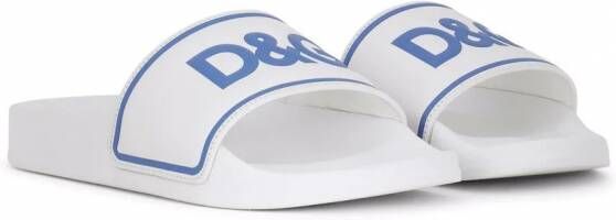 Dolce & Gabbana Kids Slippers met logoprint Wit