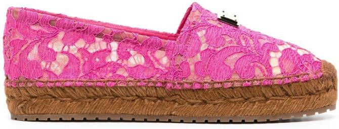 Dolce & Gabbana Espadrilles met kant Roze