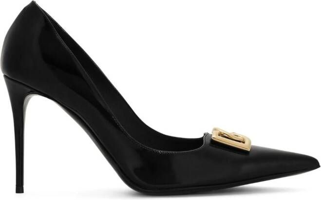 Dolce & Gabbana logo-lettering leather pumps Zwart