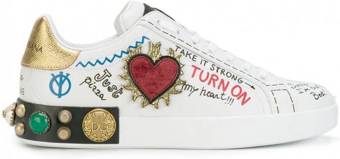 Dolce & Gabbana low top sneakers met logo Wit