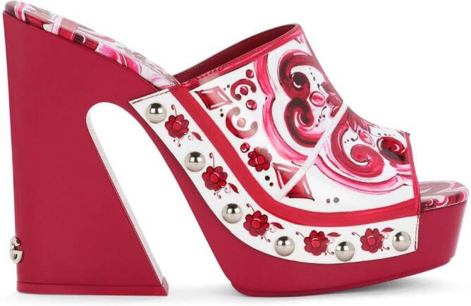 Dolce & Gabbana 105 mm klompen met Majolica-print en plateauzool Roze