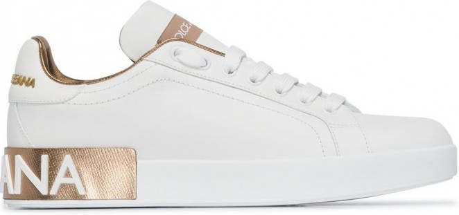 Dolce & Gabbana Portofino sneakers met logopatch Wit