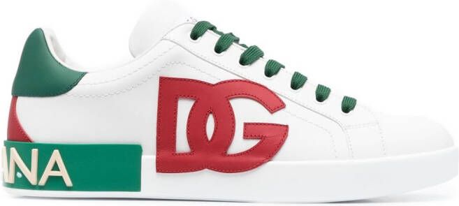 Dolce & Gabbana Portofino sneakers met logopatch Wit