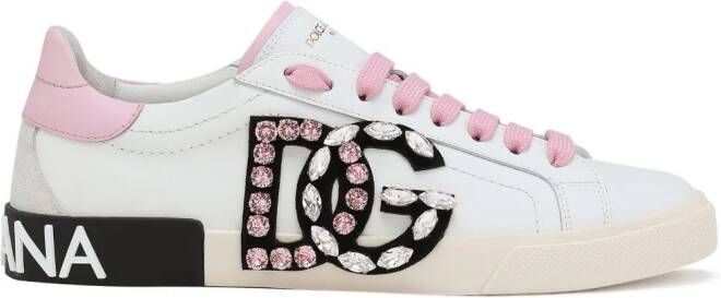 Dolce & Gabbana Portofino sneakers met logo van stras Wit