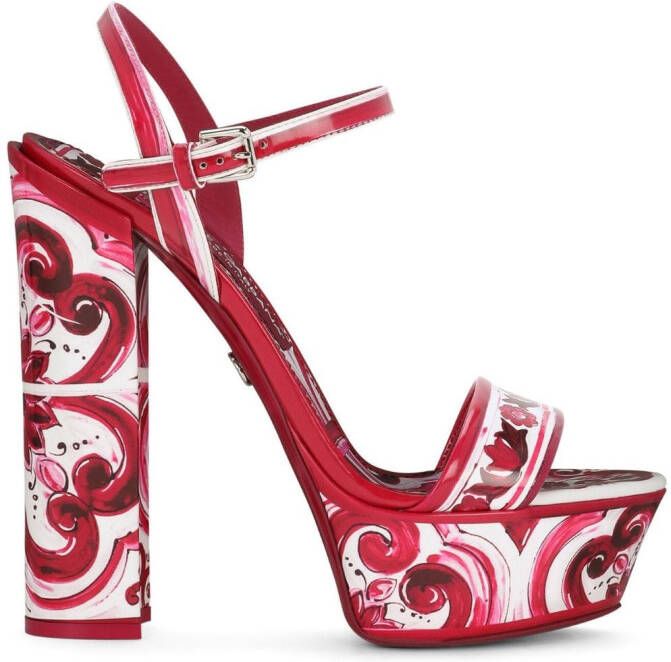 Dolce & Gabbana Sandalen met plateauzool Rood