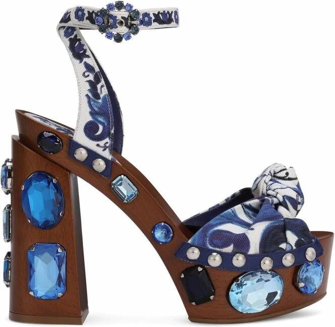 Dolce & Gabbana 90mm sandalen met sleehak en print Blauw