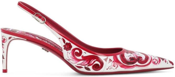 Dolce & Gabbana Slingback pumps met Majolica-print Roze