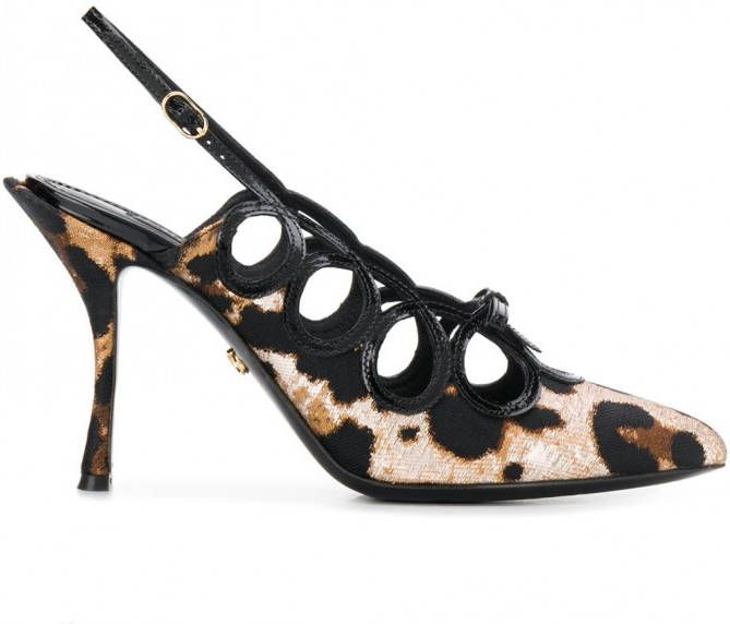 Dolce & Gabbana Slingbacks muiltjes met luipaardprint Zwart