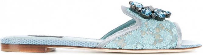 Dolce & Gabbana Slippers verfraaid met kristallen Blauw