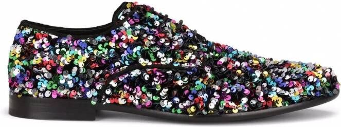 Dolce & Gabbana Veterschoenen verfraaid met pailletten Zwart