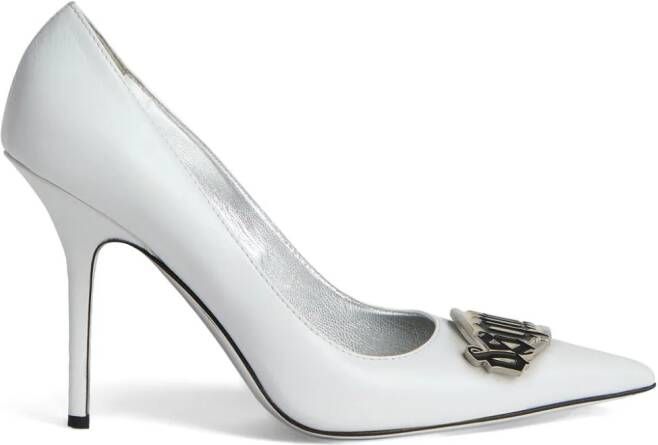 Dsquared2 100 mm leren pumps met logoplakkaat Wit