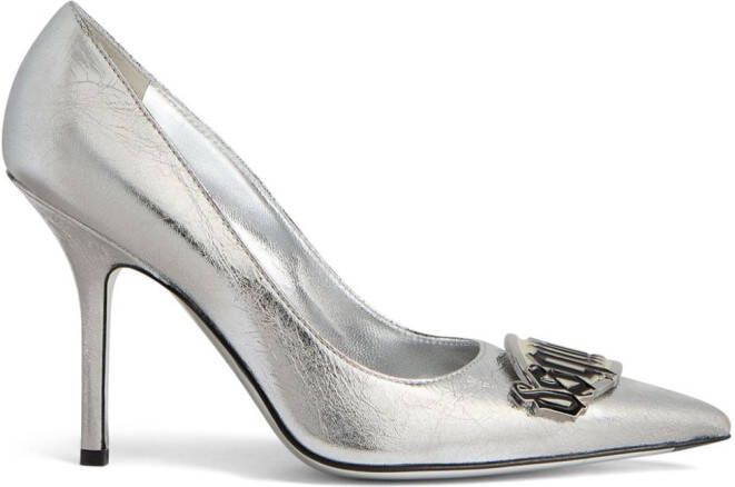 Dsquared2 100 mm leren pumps met logoplakkaat Zilver