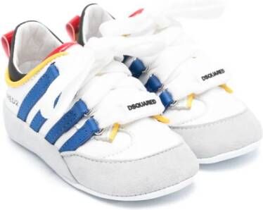 Dsquared2 Kids Gestreepte babyschoentjes met vlakken Wit