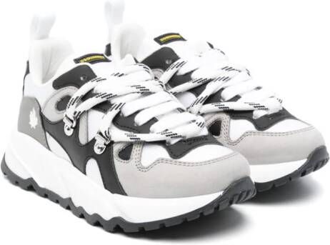 DSQUARED2 KIDS Mesh sneakers met leren vlakken Grijs