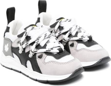 Dsquared2 Kids Mesh sneakers met leren vlakken Grijs