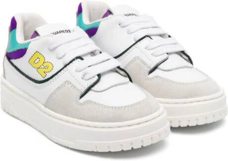 Dsquared2 Kids Leren sneakers met logoprint Wit