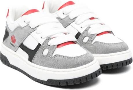 Dsquared2 Kids Leren sneakers met suède vlakken Grijs