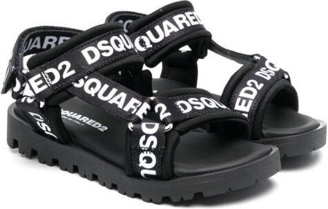 Dsquared2 Kids Sandalen met logoprint Zwart