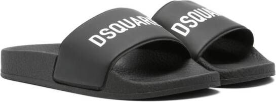 Dsquared2 Kids Slippers met logoprint Zwart