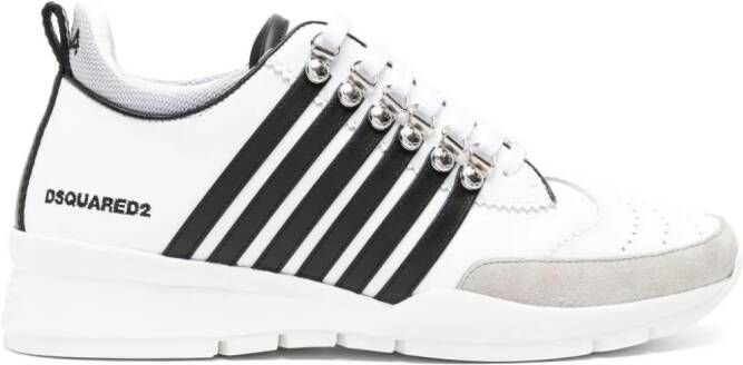 DSQUARED2 Legendary gestreepte leren sneakers Wit