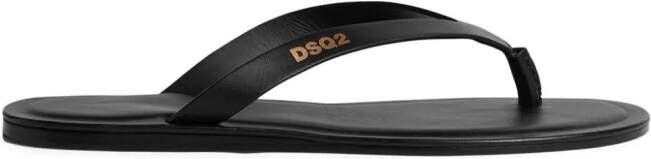 Dsquared2 Leren teenslippers Zwart