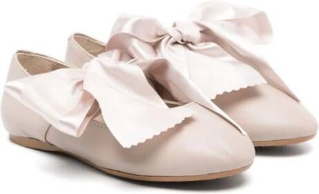 Eli1957 Leren ballerina's met lintdetail Grijs