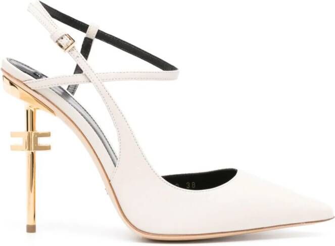 Elisabetta Franchi Leren slingback pumps Wit