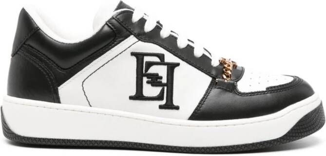 Elisabetta Franchi Leren sneakers met geborduurd logo Wit