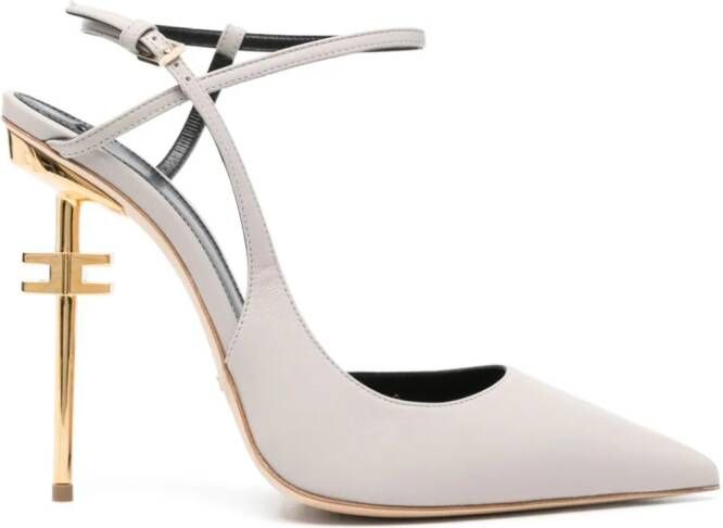 Elisabetta Franchi Pumps met logo hak Grijs