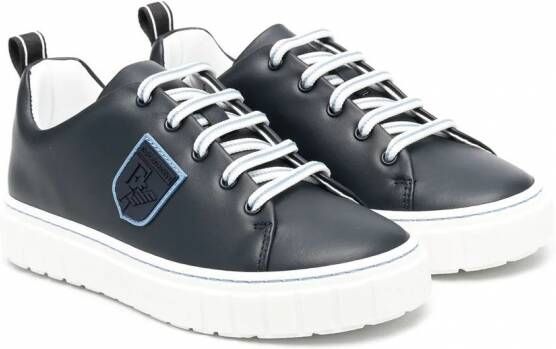 Emporio Ar i Kids Leren sneakers Blauw