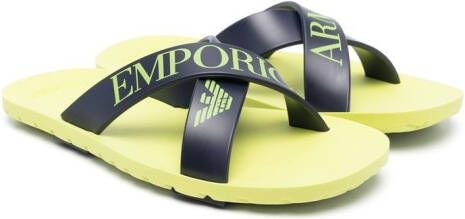 Emporio Ar i Kids Sandalen met logoprint Blauw