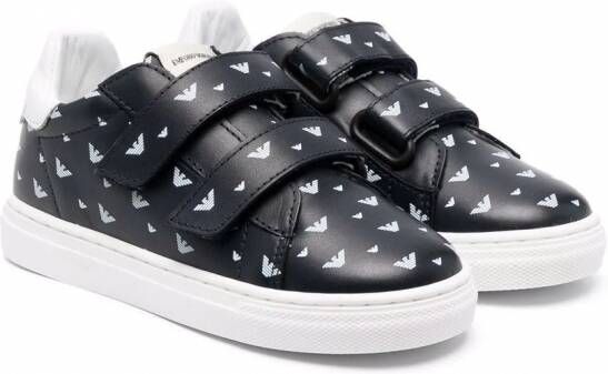 Emporio Ar i Kids Sneakers met klittenband Blauw