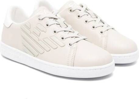 Emporio Ar i Kids Sneakers met logo-applicatie Beige