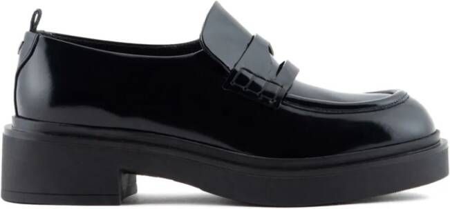 Emporio Armani Leren loafers Zwart