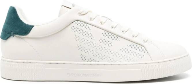 Emporio Armani Leren sneakers met logo-reliëf Wit