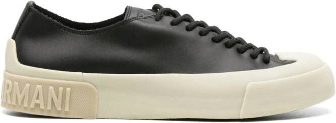 Emporio Armani Leren sneakers met logozool Zwart