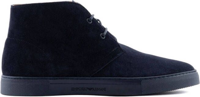 Emporio Armani SuÃ¨de veterlaarzen Blauw