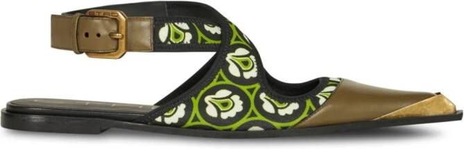 ETRO Slingback ballerina's met print Groen