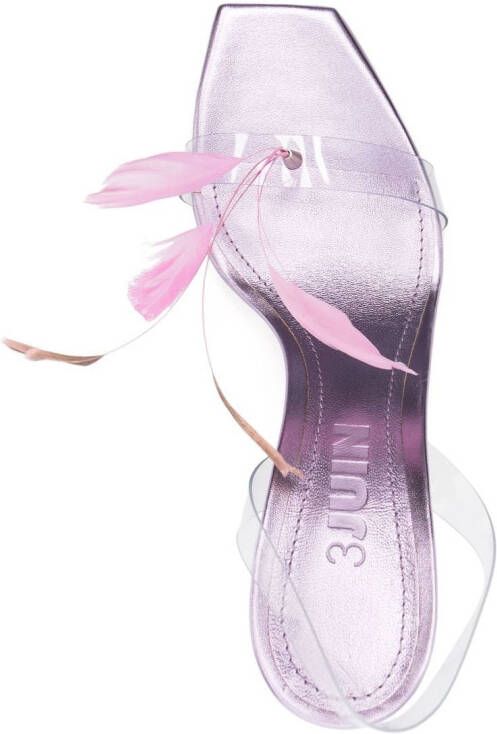 3juin Sandalen met veren detail Roze