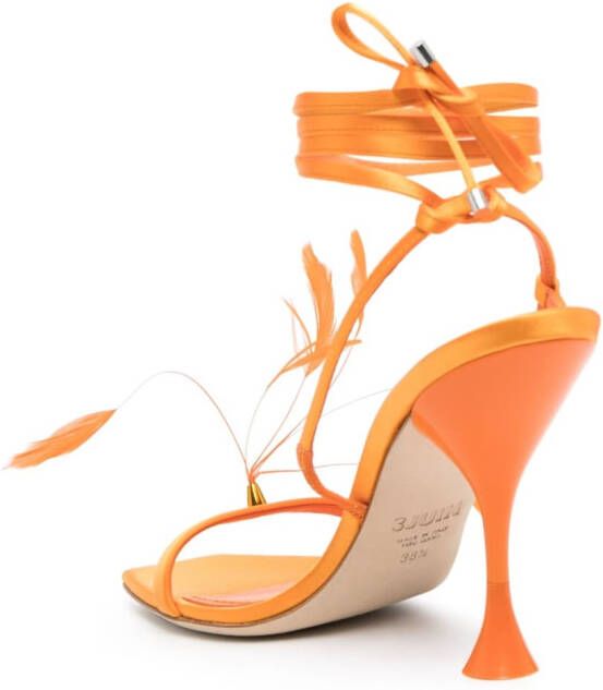3juin Kimi sandalen met veren Oranje