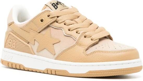 A BATHING APE Leren sneakers met sterapplicatie en vervaagd effect Bruin