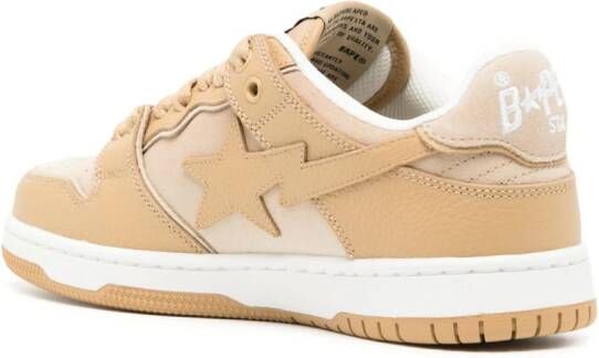 A BATHING APE Leren sneakers met sterapplicatie en vervaagd effect Bruin